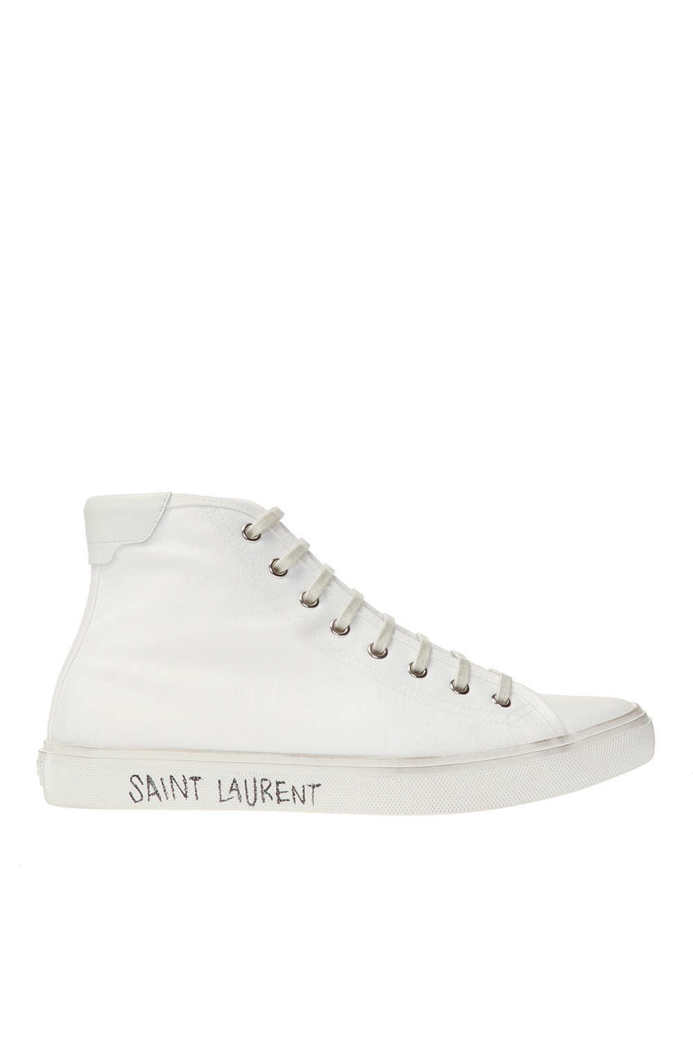 【SAINT LAURENT】MALIBU SNEAKERS Saint Laurent Men's Malibu Canvas & Smooth Leather Black Low